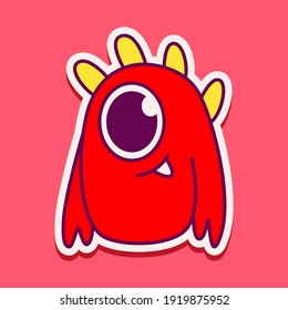 cute monster cartoon doodle design for coloring, backgrounds, stickers, logos, symbol, icons and more