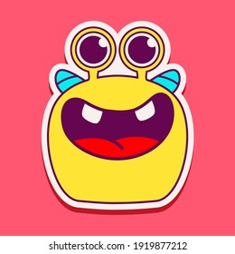 cute monster cartoon doodle design for coloring, backgrounds, stickers, logos, symbol, icons and more