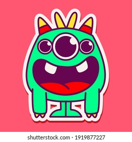 cute monster cartoon doodle design for coloring, backgrounds, stickers, logos, symbol, icons and more