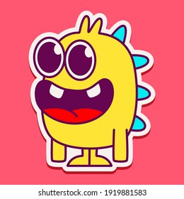 cute monster cartoon doodle design for coloring, backgrounds, stickers, logos, symbol, icons and more