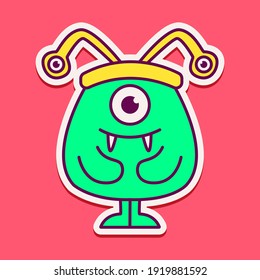 cute monster cartoon doodle design for coloring, backgrounds, stickers, logos, symbol, icons and more