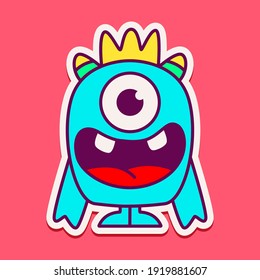 cute monster cartoon doodle design for coloring, backgrounds, stickers, logos, symbol, icons and more