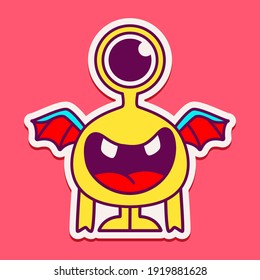 cute monster cartoon doodle design for coloring, backgrounds, stickers, logos, symbol, icons and more