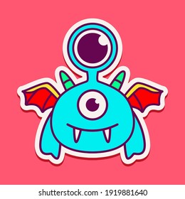 cute monster cartoon doodle design for coloring, backgrounds, stickers, logos, symbol, icons and more
