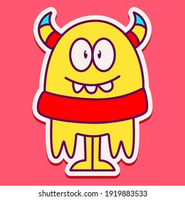 cute monster cartoon doodle design for coloring, backgrounds, stickers, logos, symbol, icons and more