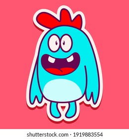 cute monster cartoon doodle design for coloring, backgrounds, stickers, logos, symbol, icons and more