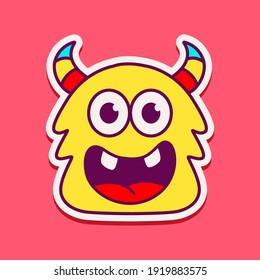 cute monster cartoon doodle design for coloring, backgrounds, stickers, logos, symbol, icons and more