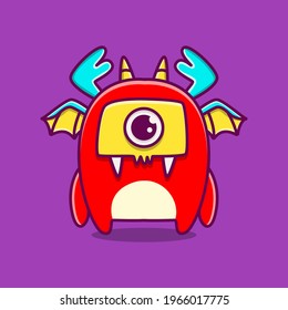 cute monster cartoon doodle design for coloring, backgrounds, stickers, logos, symbol, icons and more