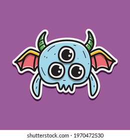 cute monster cartoon doodle design for coloring, backgrounds, stickers, logos, symbol, icons and more
