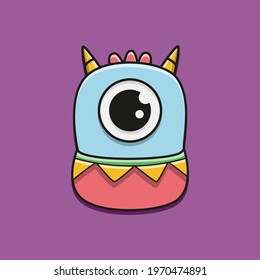 cute monster cartoon doodle design for coloring, backgrounds, stickers, logos, symbol, icons and more
