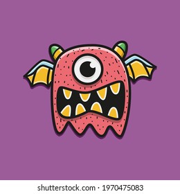 cute monster cartoon doodle design for coloring, backgrounds, stickers, logos, symbol, icons and more