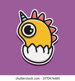 cute monster cartoon doodle design for coloring, backgrounds, stickers, logos, symbol, icons and more