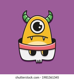 cute monster cartoon doodle design for coloring, backgrounds, stickers, logos, symbol, icons and more