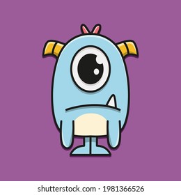 cute monster cartoon doodle design for coloring, backgrounds, stickers, logos, symbol, icons and more