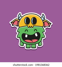 cute monster cartoon doodle design for coloring, backgrounds, stickers, logos, symbol, icons and more