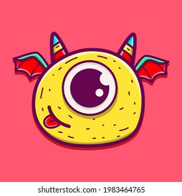 cute monster cartoon doodle design for coloring, backgrounds, stickers, logos, symbol, icons and more