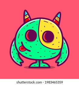 cute monster cartoon doodle design for coloring, backgrounds, stickers, logos, symbol, icons and more