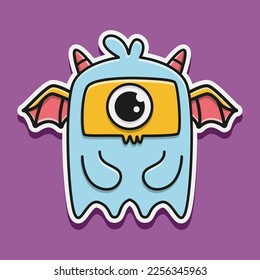cute monster cartoon doodle design for coloring, backgrounds, stickers, logos, symbol, icons and more