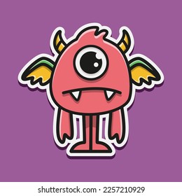 cute monster cartoon doodle design for coloring, backgrounds, stickers, logos, symbol, icons and more