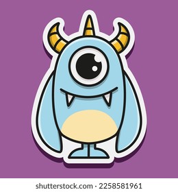 cute monster cartoon doodle design for coloring, backgrounds, stickers, logos, symbol, icons and more