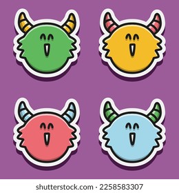 cute monster cartoon doodle design for coloring, backgrounds, stickers, logos, symbol, icons and more