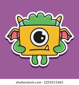 cute monster cartoon doodle design for coloring, backgrounds, stickers, logos, symbol, icons and more