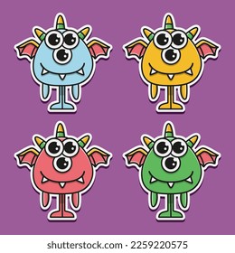 cute monster cartoon doodle design for coloring, backgrounds, stickers, logos, symbol, icons and more