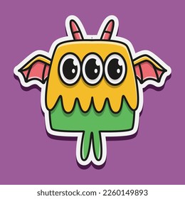 cute monster cartoon doodle design for coloring, backgrounds, stickers, logos, symbol, icons and more