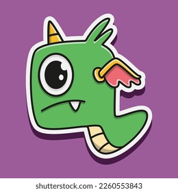 cute monster cartoon doodle design for coloring, backgrounds, stickers, logos, symbol, icons and more