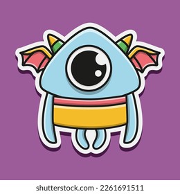 cute monster cartoon doodle design for coloring, backgrounds, stickers, logos, symbol, icons and more