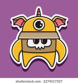 cute monster cartoon doodle design for coloring, backgrounds, stickers, logos, symbol, icons and more