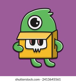 cute monster cartoon doodle design for coloring, backgrounds, stickers, logos, symbol, icons and more