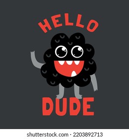 cute monster cartoon drawing for print as vector
