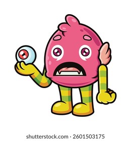 Cute monster cartoon with funny pose. Vector icon illustration isolated on white background