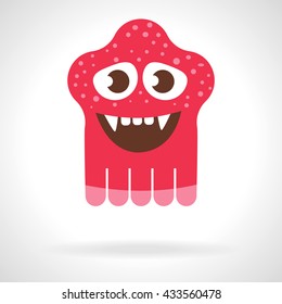 Cute monster. Cartoon illustration, flat style. Vector illustration on white background. Character. Red. Happy