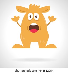 Cute monster. Cartoon illustration, flat style. Vector illustration on white background. Character scared