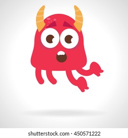 Cute monster. Cartoon illustration, flat style. Vector illustration on white background. Character surprised