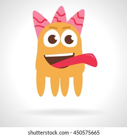 Cute monster. Cartoon illustration, flat style. Vector illustration on white background. Character happy