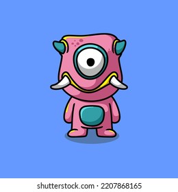 Cute monster Cartoon Illustration. Premium vector. flat cartoon style