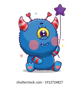 Cute monster cartoon isolated on white background.