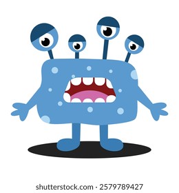 Cute Monster. Cartoon kawaii funny character. Suitable for flat design graphic illustration, clip art, stickers, posters, stickers, cards, etc 
