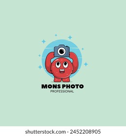 cute monster cartoon mascot logo photography illustration concept animal icon flat style