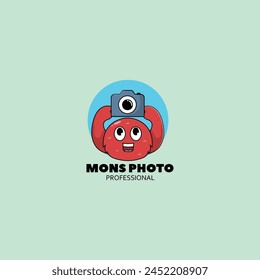 cute monster cartoon mascot logo photography illustration concept animal icon flat style