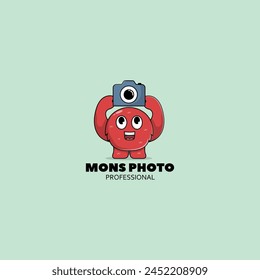 cute monster cartoon mascot logo photography illustration concept animal icon flat style