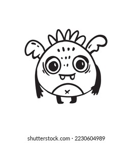Cute monster in cartoon style. Line, doodle,vector
