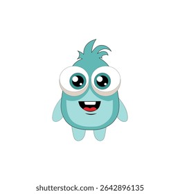 Personagem monstro bonito. Ilustração de criatura de desenhos animados. Amigável mascote alienígena. Gráfico de fantasia vetorial.
