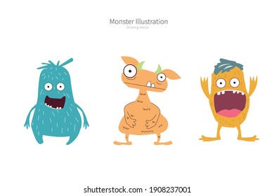 Cute monster character with colorful colors.