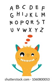 Cute monster character, design for children's  invitations or posters.