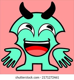 cute monster character design for logo, icon, emoticon, meme, symbol