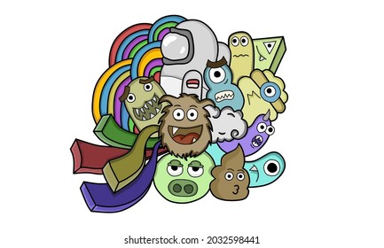cute monster character doodle art
